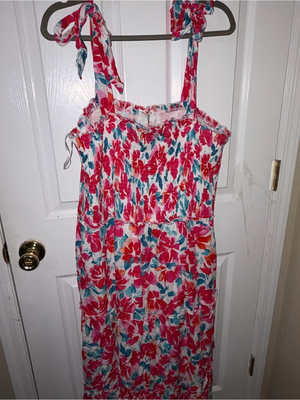 Source Unknown Pink, Teal & Red Floral Maxi Dress